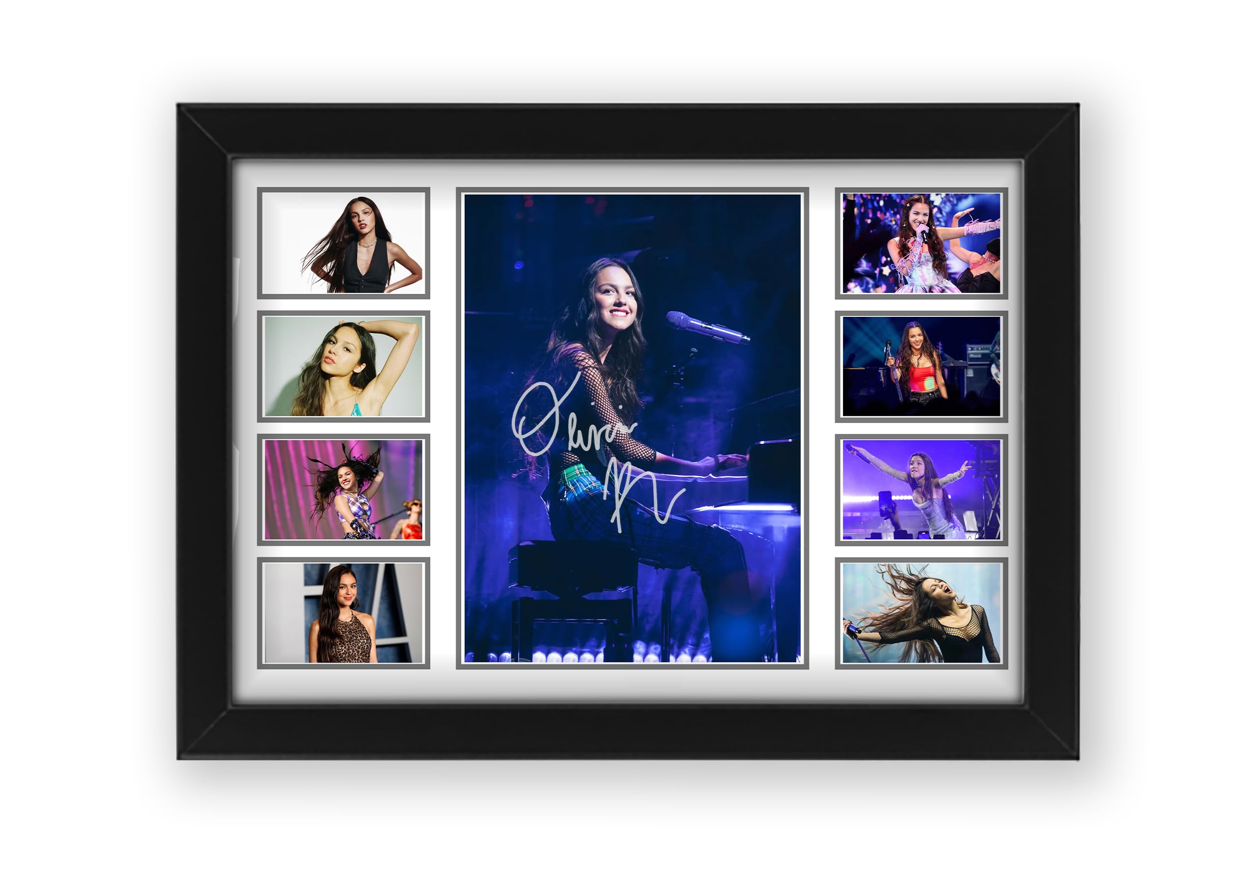 Olivia Rodrigo Signed Poster Print - Limited Edition Autograph Fan Gift | Collectible Memorabilia Merchandise Featuring SOUR, Drivers License, Good 4 u, Deja vu (Framed A4 (30x21cm))