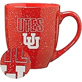 Rico Industries NCAA Utah Utes "Ute Proud®" 16 oz Team Color Laser Engraved Speckled Ceramic Coffee Mug