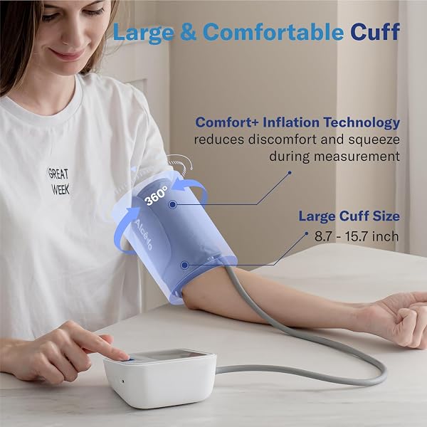 ALCEDO BLOOD PRESSURE MONITOR FOR HOME USE, AUTOMATIC DIGITAL BP MACHINE WITH LARGE CUFF FOR UPPER ARM, LCD SCREEN, 2X120 MEMORY, TALKING FUNCTION