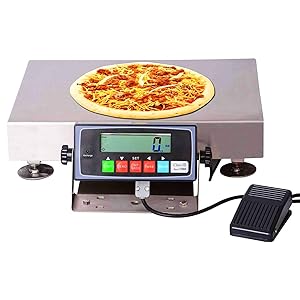PEC Stainless Steel Food Scale/Pizza Scale with Tare Pedal and Removable Platter for Kitchen and Restaurant, Capacity/Accuracy 130x0.002lb