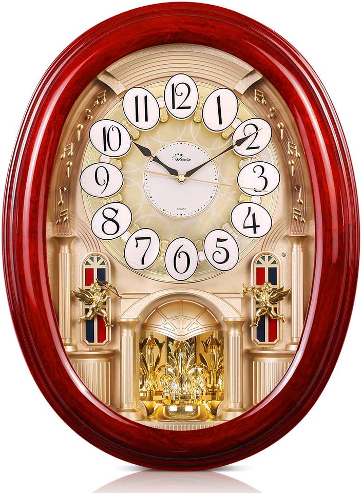 WallarGe Musical Wall Clocks with Rotating Pendulum