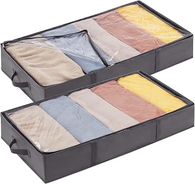 Lifewit 2 Pack Underbed Storage Bags with Lid 65L Grey