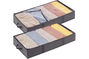 Lifewit Under Bed Storage Bag Organizer with Reinforced Handle Thick Fabric Clear Window Large Capacity Foldable Underbed Sto