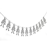 Halloween Skeleton Garland - Felt Halloween Birthday Party Banner, Gothic Theme Party Supplies, Bachelorette Parties Decoration and Gothic Weddings, Skeleton Decorations Cake Smash Photo Props