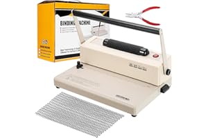 POWLAB Spiral Coil Binding Machine with Electric Inserter - 15 Sheet Punch Capacity for LTR/A4/A5 - Includes Crimper&100pcs 5/16'' Plastic Coils - Ideal for Home, School, Business Use