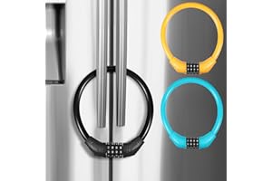 Hestya 3 Pieces Fridge Freezer Refrigerator Cabinet Lock, 10000 Combinations Safety Locks for French Doors, Safe Strap Kitchen Bathroom Doors Rv No Screw Fridge Lock(Black, Blue, Orange)