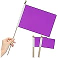 LoveVC 12Pcs 8×12 Inch Solid Purple Flags Small Blank Sublimation Flags on Wood Stick Handheld Mini DIY Graffiti Flag,Party Decorations for Grand Opening,Kids Birthday,Carnival