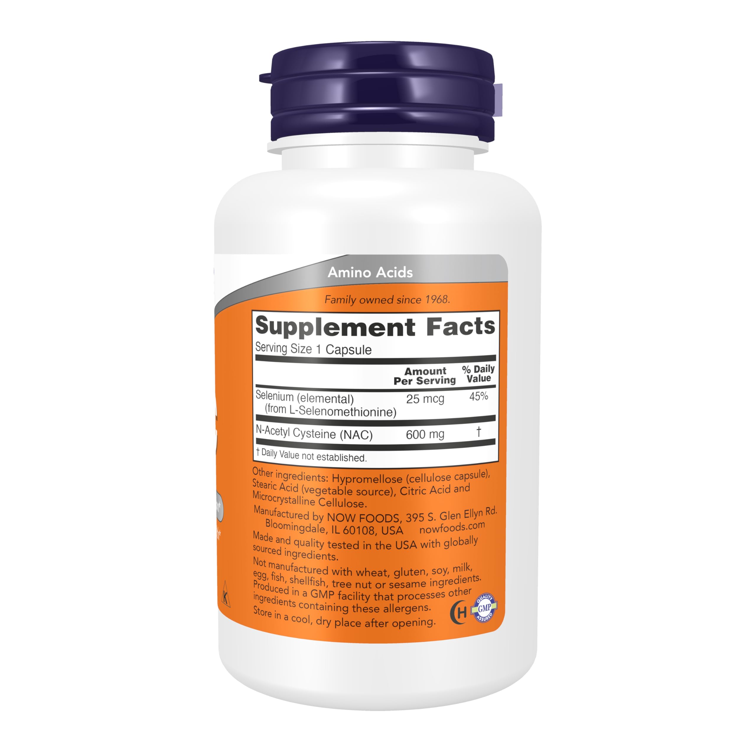 NOW Supplements, NAC (N-Acetyl Cysteine) 600 mg with Selenium 100 Capsules