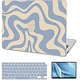 AKIT Compatible with MacBook Air 13 Inch Case 2022-2020 2019 2018 M1 A2337 A2179 A1932, Uniqu Pattern Laptop Hard Shell Case+Screen Protector+Keyboard Cover for MacBook Air 13.3 Inch 2020, Blue Wave