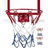 DDVLG Mini Basketball Net Replacement 8 Loops, 2 Pack &mdash; Heavy-Duty 12" Nylon, Fits 8"-10.25" Hoops for Indoor Door &amp; Outdoor Play