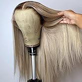koinu Ash Blonde Wig Human Hair 13x4 Transparent Lace Front Wigs Human Hair 200% Density Ash Blonde Straight Lace Front Wigs for Women Ombre Blonde Colored HD Lace Frontal Wig Pre Plucked 26 Inch