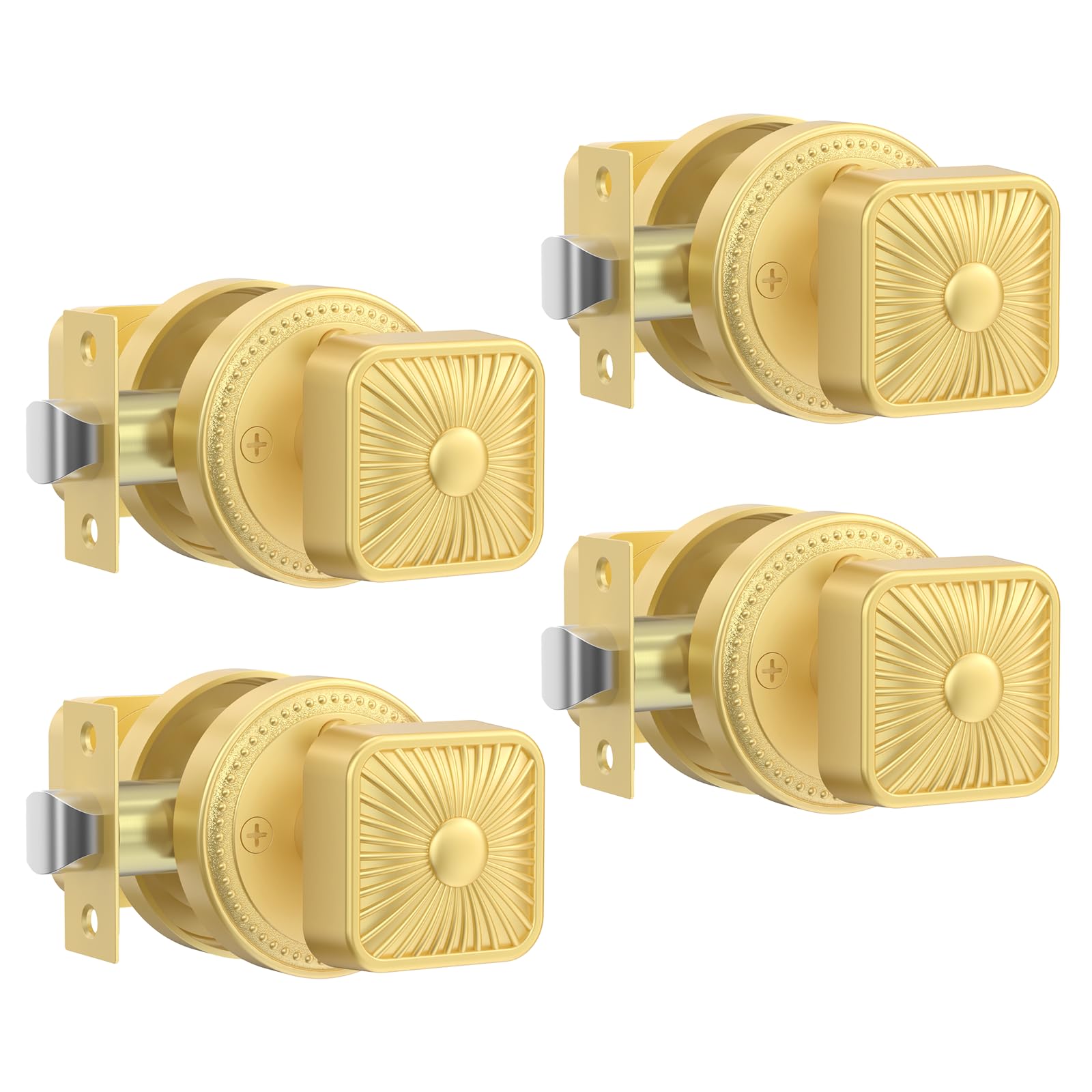 Photo 1 of Amerdeco 4 Pack Brushed Gold Interior Door Knobs, Extra Heavy Duty Solid Zinc Alloy Privacy Door Knobs for Bedroom and Bathroom