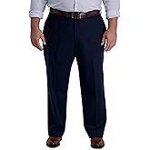 Haggar Men's Iron Free Premium Khaki Classic Fit Flat Front Expandable Waist Casual Pant (Regular and Big & Tall Sizes)