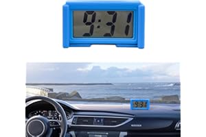 Augeny Mini Car Digital Clock, Adhesive Electronic Small Clock with Clear LCD Screen Bracket Function, Auto Digital Clock Stick On Dashboard, Universal Vehicle Clock Accessories (Blue)