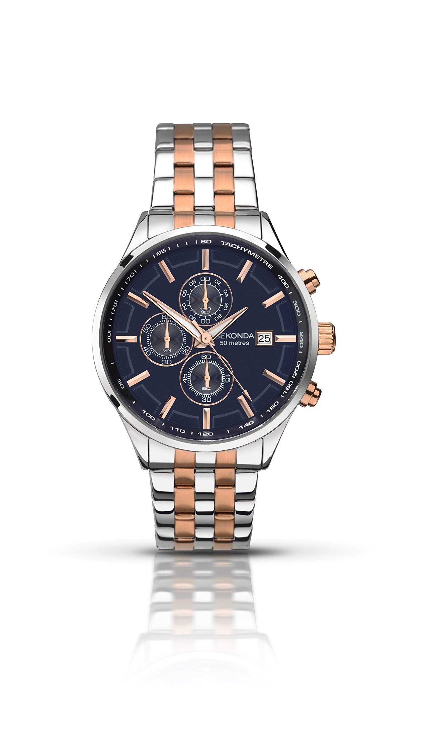 Sekonda Men's Quartz Watch with Blue Dial Chronograph Display and Two Tone Stainless Steel Bracelet 1107.27