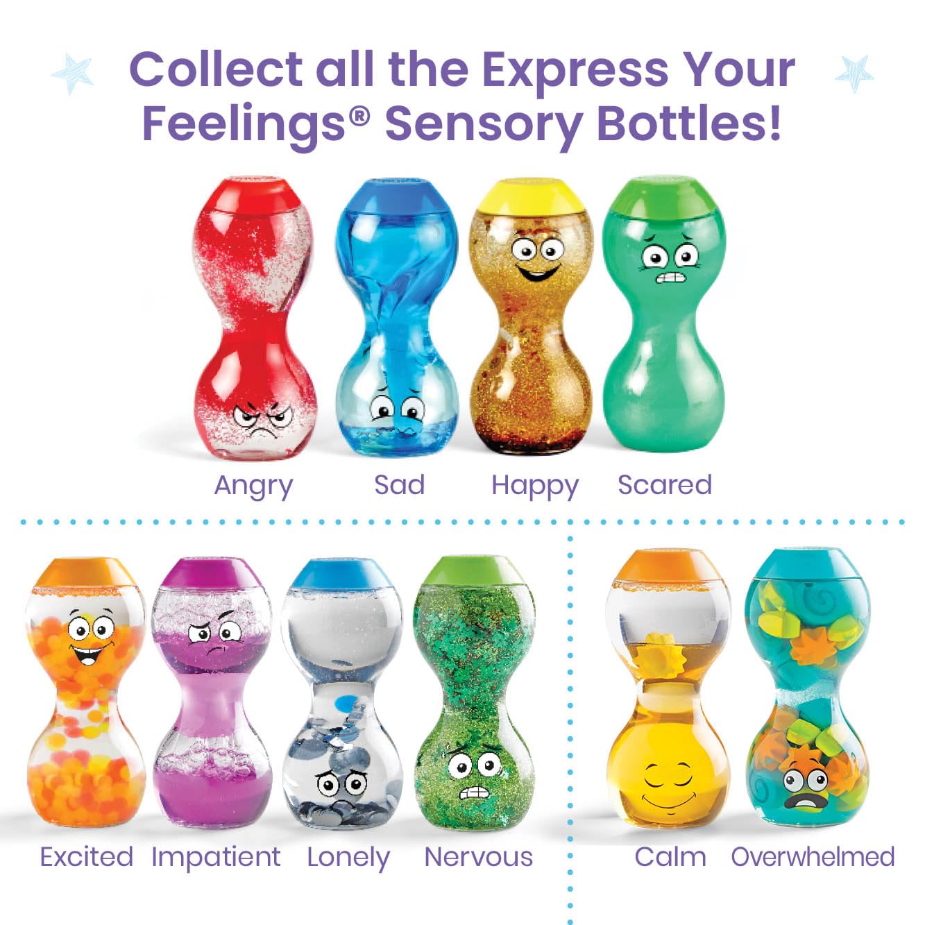 hand2mind Express Your Feelings Sensory Bottles- Secondary Emotions, Toddler Sensory Toys, Quiet Fidget Toys, Play Therapy Toys, Calm Down Corner Supplies, Calming Corner, Social Emotional Learning