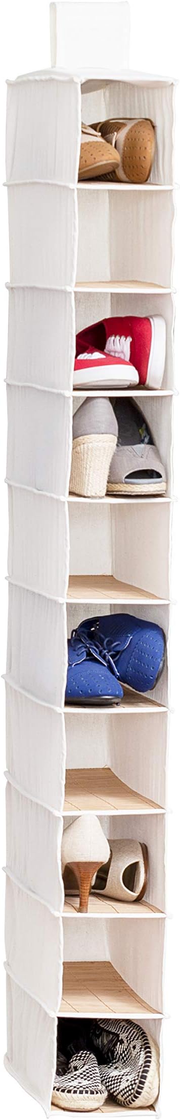 bamboo shoe rack amazon on Amazon Com Honey Can Do Sft 01001 Hanging Shoe Organizer Bamboo Canvas 10 Shelf Home Kitchen