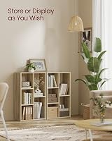 VASAGLE Oak Bookcase 5 Compartments Standing Shelf LBC25NL Living Room Office view 3