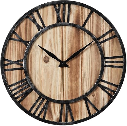 Amazon De Txxci 40cm 15 7inch Holz Nicht Tickende Grossen Wanduhr Vintage Wanduhr Fur Wohnzimmer