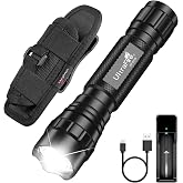 ULTRAFIRE Tactical Flashlight with Holster, Single Mode LED for Duty Belt | 1000 Lumen Police Flashlight, 360-Degree Rotating Clip for Security Officers, Law Enforcement, Night Patrols, and Emergencies