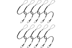 CYSKY Tool Lanyards, 10 Pack Safety Tool Leash, Retractable Bungee Cord with Aluminum Lock Carabiner and Adjustable Loop End, Maximum Weight Limit 13.6KG / 30lb, Fall Restraint with Shock Cord Stopper