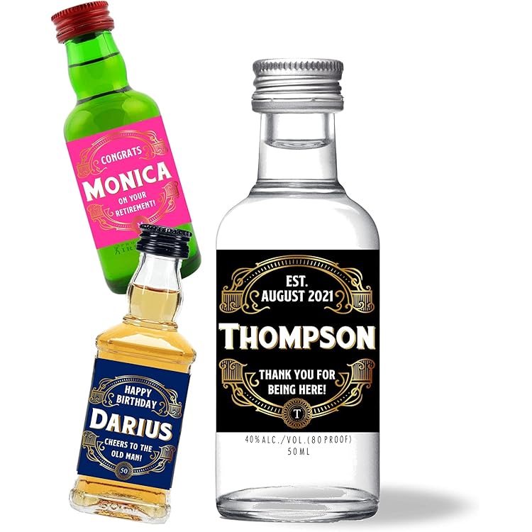 50ml Mini Liquor Bottle Labels Personalized ... - Amazon.com