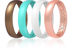 ThunderFit Women Breathable Eternity Pattern Silicone Wedding Rings Anniversary Bands 4mm Wide 1.5mm Thick, 4-Pack