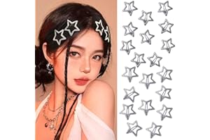 aoozleny 20 PCS 1.26" y2k Star Clips Snap Star Barrettes Y2K Hair Accessories 2000s Y2K Silver Metal Hair Clip