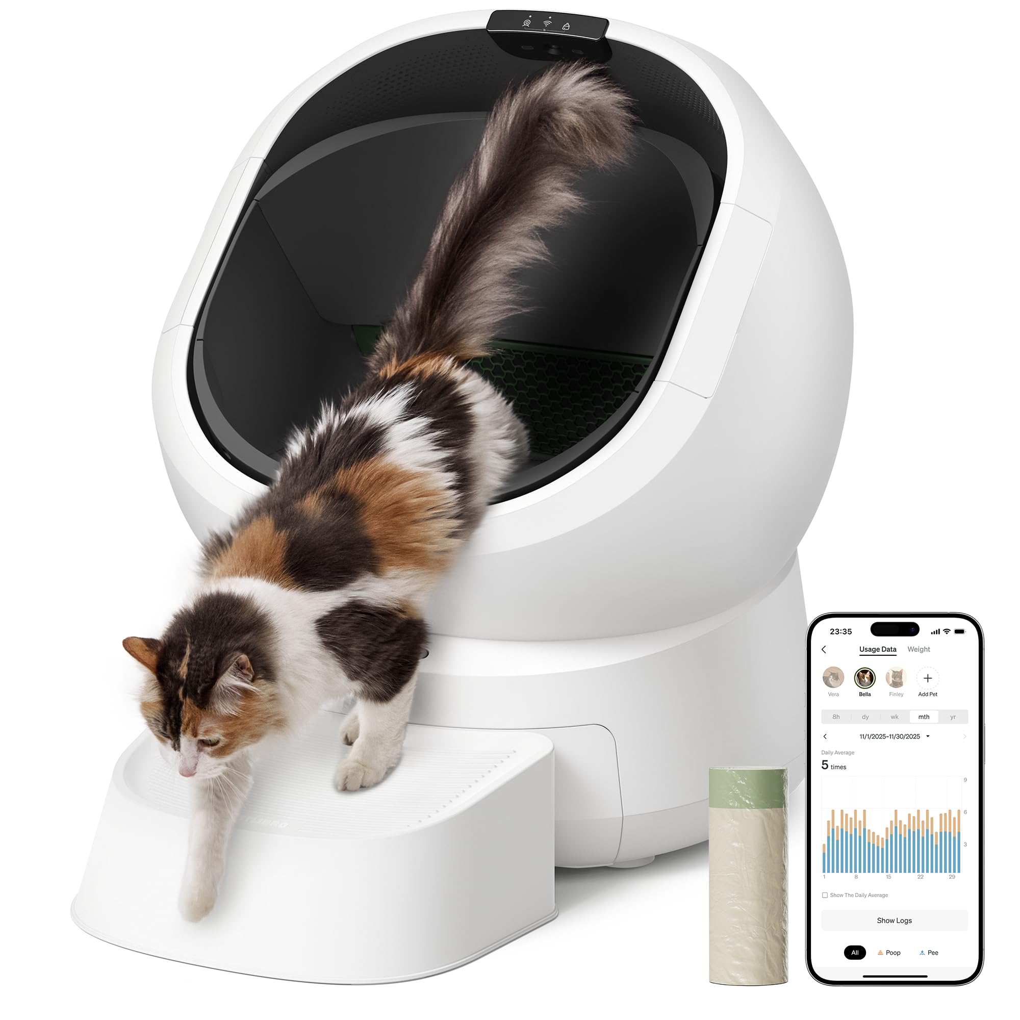 Photo 1 of PETLIBRO Luma Automatic Cat Litter Box AI-Camera Waste Analysis, Auto Odor-Control Self Cleaning Cat Litter Box, Open-Top Smart Robot with Multi-Cats Recognition, App Usage Tracking and Safety Sensors
