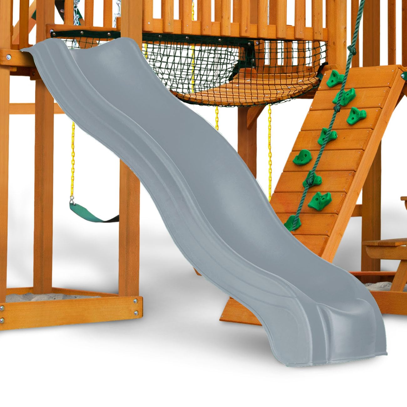Photo 1 of Swing-N-Slide 8' Alpine Wave Slide Plastic Slide Attachment for 4 Foot Deck Heights- for Outdoor Swing Sets and playhouses, Gray