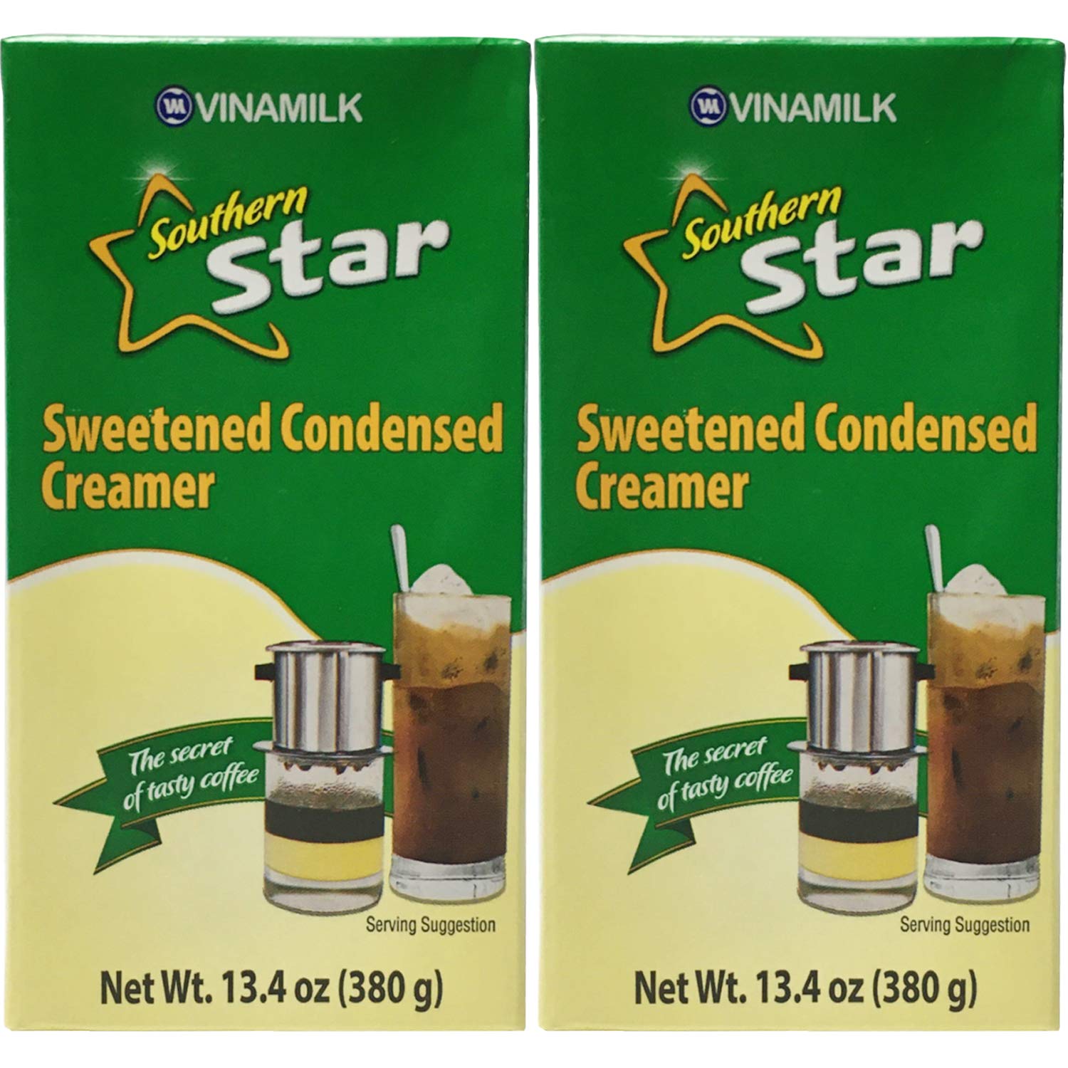 Vinamilk Sweetened Condensed Milk Creamer 13.4 ounce Small Box Concentrated Sweet Liquid Milk Best for Vietnamese Coffee (2 Pack)