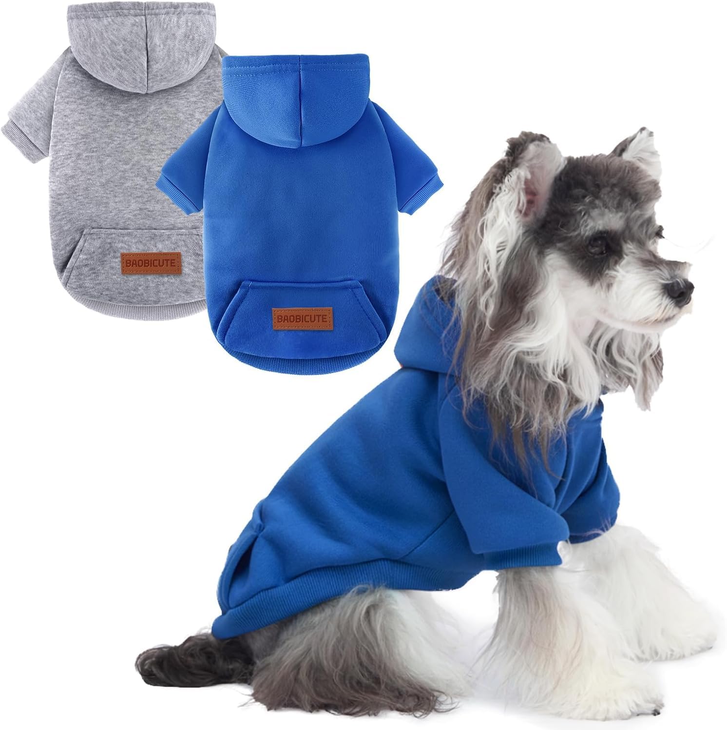 Photo 1 of 2 Pack Dog Hoodie Warm Hood Dog Sweater Cold Weather Small Dogs Sweatshirt Comfort Pet Clothes for Small Medium Dogs with Pockets Cats Chihuahua Clothes for Male Female Girl Boy Sporty Daily Wear