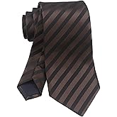 Ctskyte Men's Chocolate Brown Black Stripe Ties Silk Party Suit Dress Unique Autumn Neckties for Office Father's Day