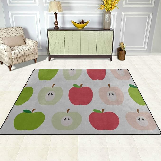 Cute Summer Retro Sweet Fruit Apple Modern Area Rug Non