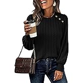 KIRUNDO Long Sleeve Shirts For Women 2025 Fall Trendy Textured Knit Going Out Tops Casual Dressy Crewneck Work Blouse Tunic
