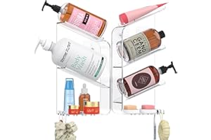 JIYINGDUO Acrylic Shower Shelves Shower Caddy As Seen on TV Bathroom Wall Organizer Corner Shower Shelf for Inside Sturdy Shower Storage Shampoo Holder No Drilling and Rustproof（2 Pack）