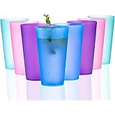 KOXIN-KARLU Unbreakable 32-ounce Plastic Restaurant-Style Beverage Tumblers Ice Tea Glasses, set of 8 Coastal Color