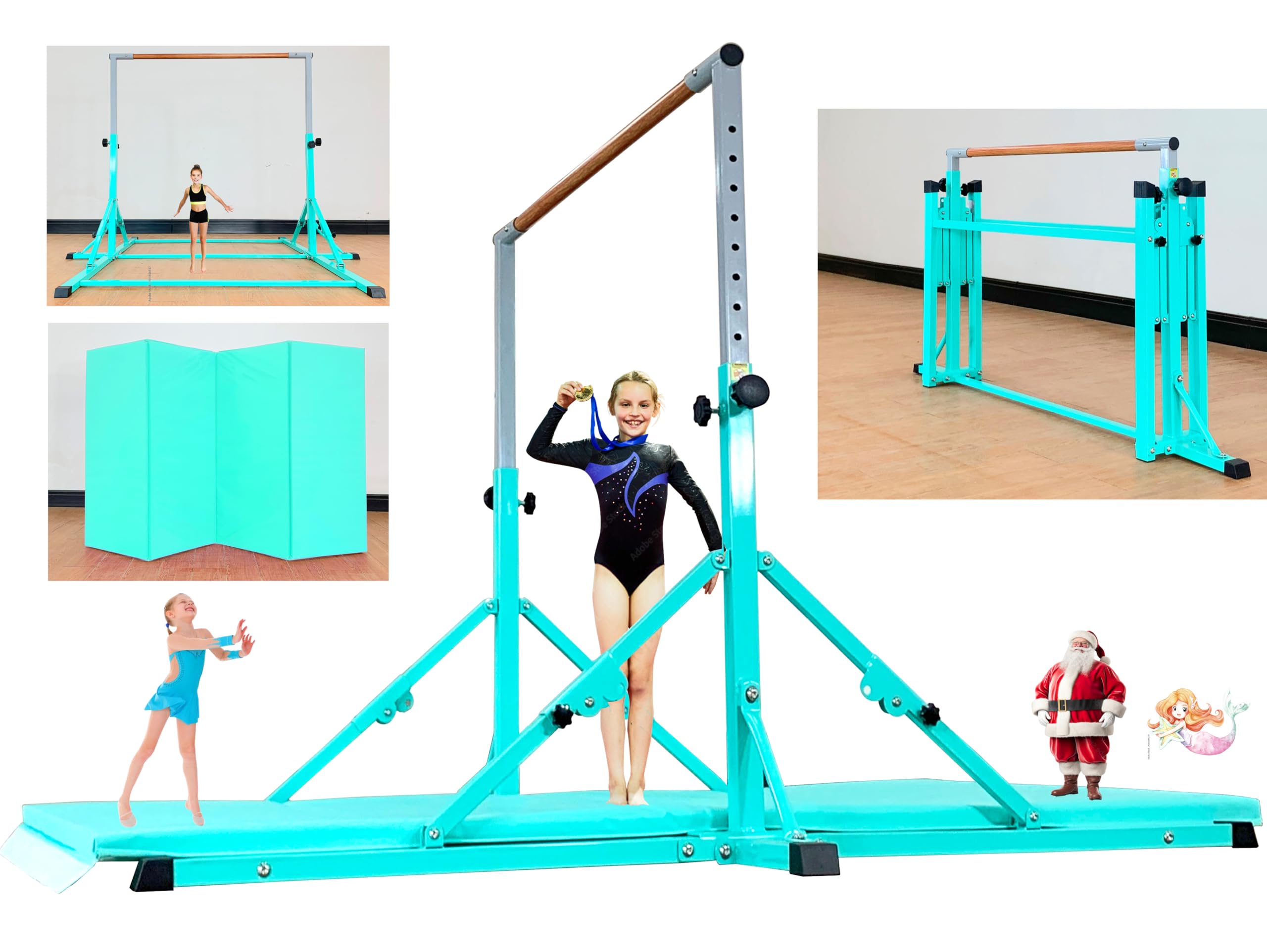 Photo 1 of MARFULA Adjustable Gymnastics Bar with Mat 6 Ft Base Kip Bar with Mat Gymnastics Horizontal Bar with Mat Gymnastics Training Bar Equipment with Mat for Kids and Gymnast Exercise Home and Gym Club Use