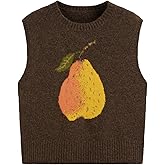 CIDER Women’s Sweater Vest Knit Sleeveless Pear Cute Graphic Sweater Vest Tank Top Fall Outfits