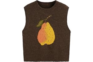 CIDER Women’s Sweater Vest Knit Sleeveless Pear Cute Graphic Sweater Vest Tank Top Fall Outfits