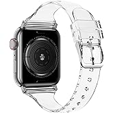 baozai Compatible with Apple Watch Band for Women, Slim Shiny Clear Glitter Soft Wristband for Apple iWatch Series 1-11, SE, 