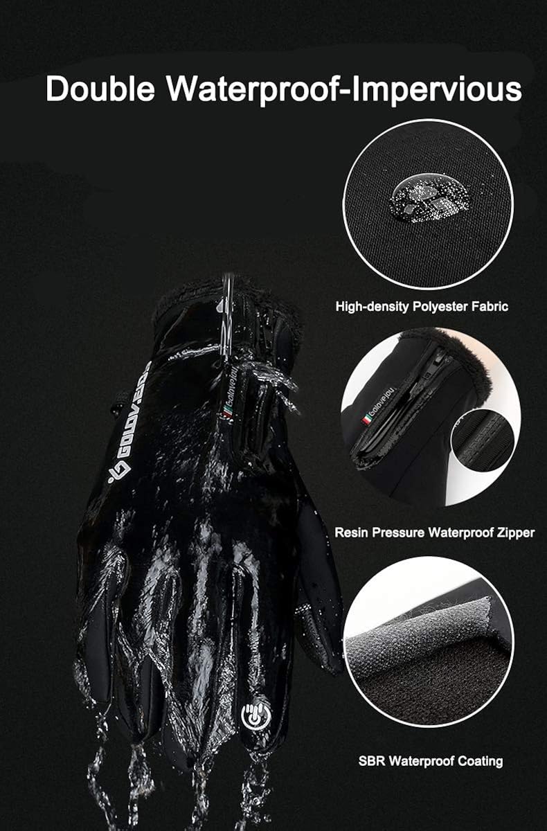 Jeniulet Mens Winter Warm Gloves Waterproof and All Finger Touch Screen Gloves for Cycling and Outdoor Work at  Men’s Clothing store