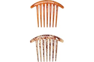 SOWAKA 2 Pcs Resin Hair Combs 7 Teeth Wide Curved Resin Vintage Large 10 x 8.5 cm French Twist Comb for Women Long Curly Fine