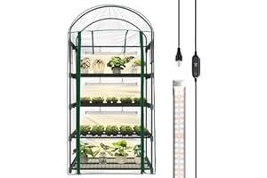 Bstrip Indoor Greenhouse with Grow Light, 4-Tier Mini Green House, 4Pcs Grow Lights for Indoor Plants with Timer, Zippered PV