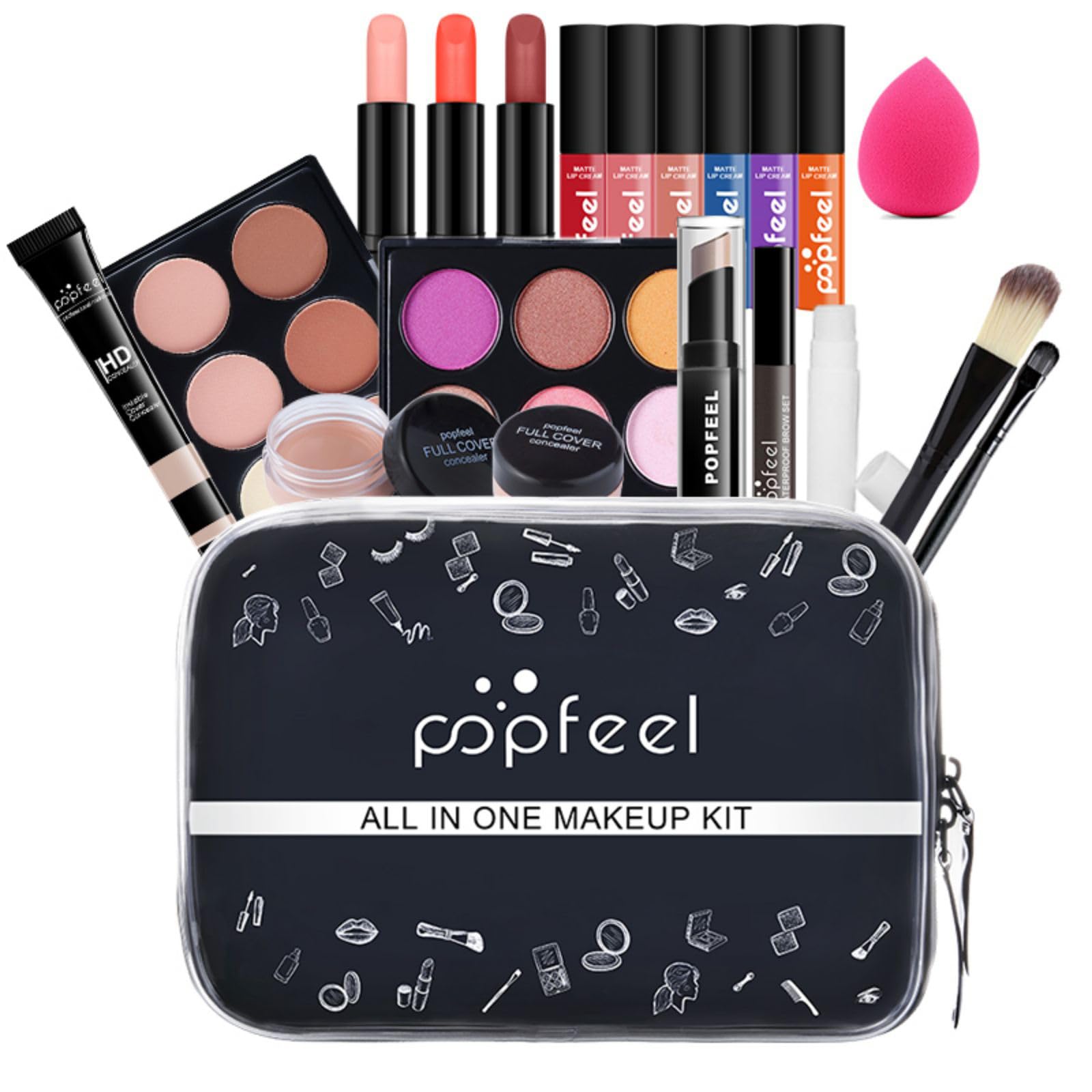 FantasyDay Beauty Advent Calendar 2025 Women, All-in-one Makeup Gift Set for Girls Must-Have Cosmetic Surprises Include Eyeshadow Palette Lipstick Blush Concealer Face Powder Eyeliner Mascara Brush