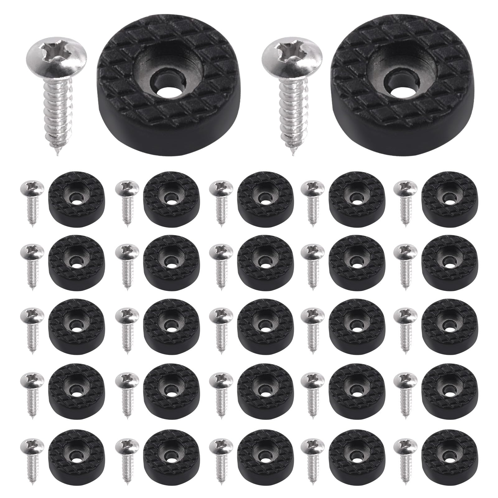 Keadic 24Pcs 18mm/0.7" Screw-On Round Rubber Feet Furniture Pad Bulk Set, Black Non-Slip Floor Protector Furniture Sliders for Wooden Chair Tables Leg