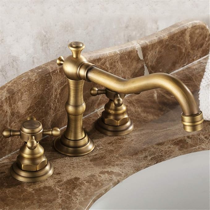 Ouqian Grifo de Baño Cobre Antiguo baño, Dos Llaves Grifo del Fregadero