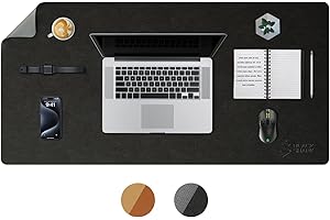 Black Shark Leather Desk Pad Protector, Office Desk Mat, Large Mouse Pad, Laptop Desk Pad - XL Size Waterproof, Non-Slip, Easy to Clean Desk Mat (35.4" x 16.9" x 0.12") - Manta P10 Black