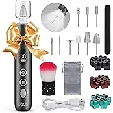 PELCAS Electric Nail Grinder, 10 Speeds Cordless Nail Drill with LED Light, Portable Manicure and Pedicure Kit, Nail File with LCD Screen for Human, Pet, Thick Toenails, Natural & Acrylic Nails Grey