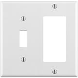 Leviton 80405-W 2-Gang 1-Toggle 1-Decora/GFCI Device Combination Wallplate, Standard Size, Thermoset, Device Mount, White